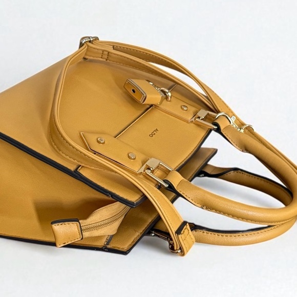 Aldo Mustard Yellow Satchel Crossbody Bag Handbag - Picture 9 of 14